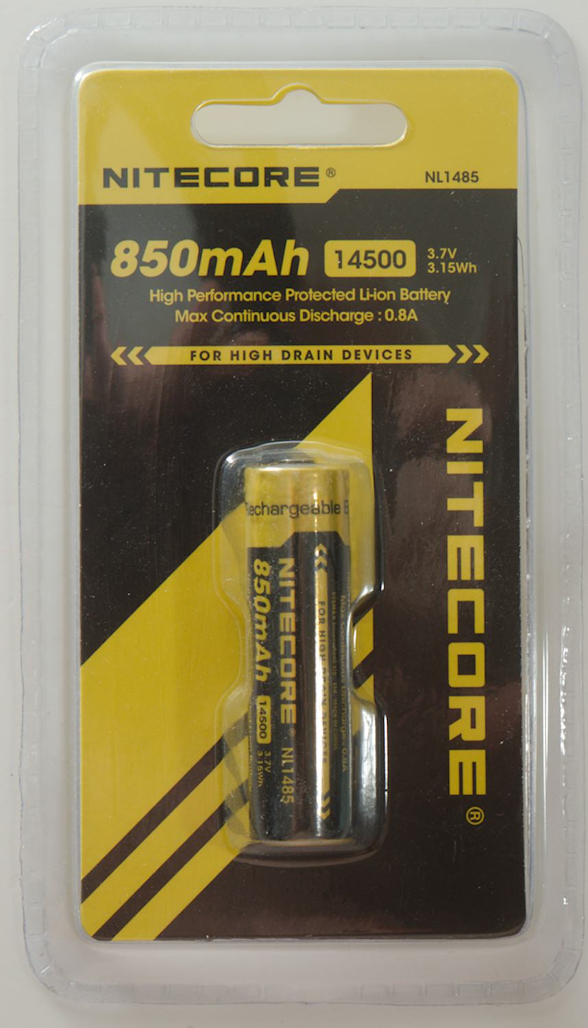 Test Of Nitecore 14500 NL1485 850mAh (Black-yellow)